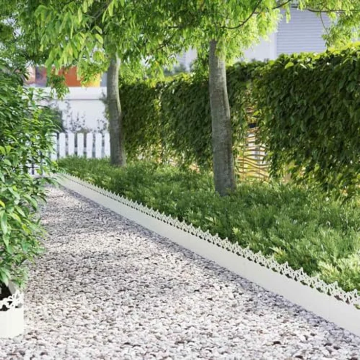 vidaXL Rasenkanten 30 pcs Weiß, langlebige Metallrasenbarriere 103 x 0,05 x 22 cm für Garten- und Terrassenumrandung – Bild 2