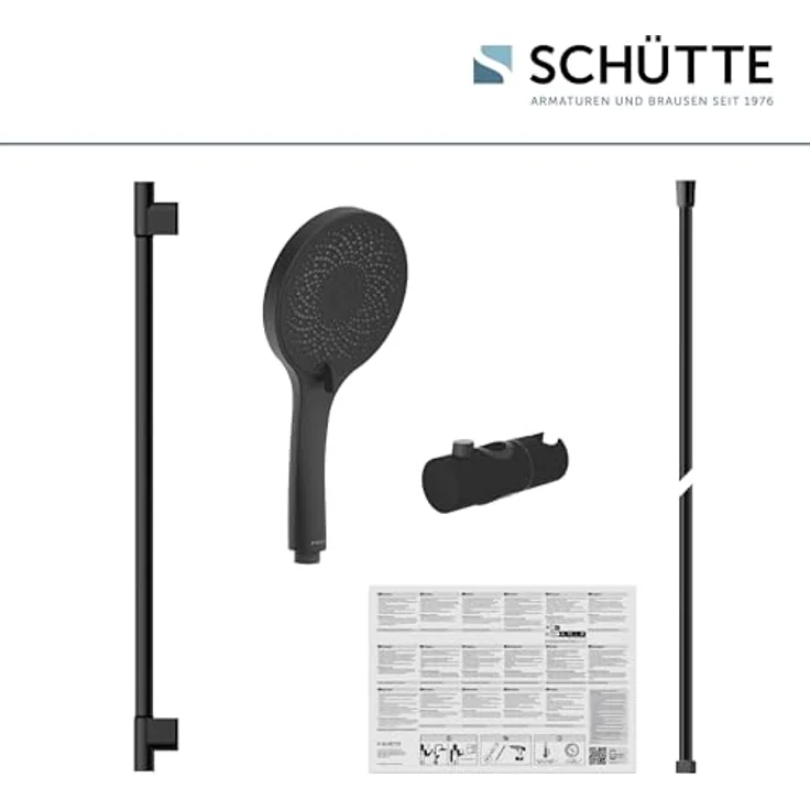 Schütte Brausestangenset 'Capri', schwarz matt, inkl. 3 Strahlarten und Antikalk-Noppen – Bild 6