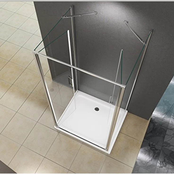 BuyLando Nora Duschkabine U-Form, 90x90x195 cm, Klarglas, 8 mm ESG-Sicherheitsglas, 2-türige Einstiegsöffnung – Bild 3