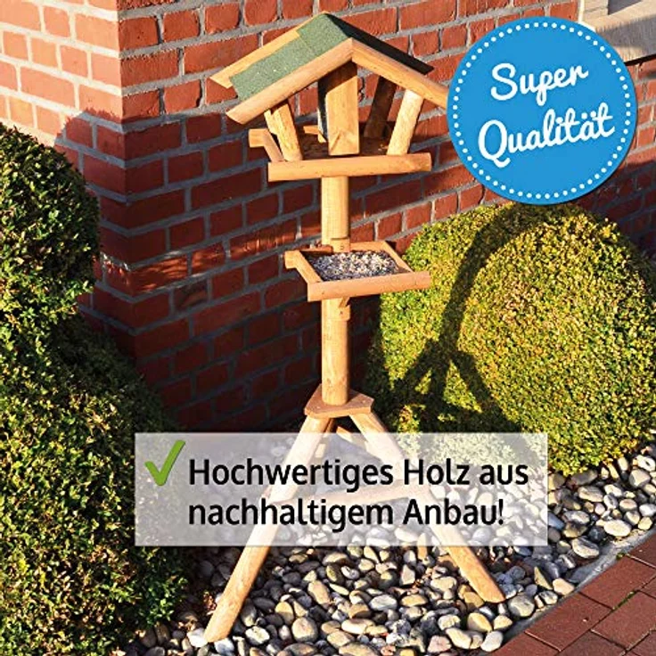 Zooprinz stehendes Vogelhaus für Wildvögel, wetterfest und stabil, aus nachhaltig angebautem Holz, einfacher und schneller Aufbau mit Ablage – Bild 5