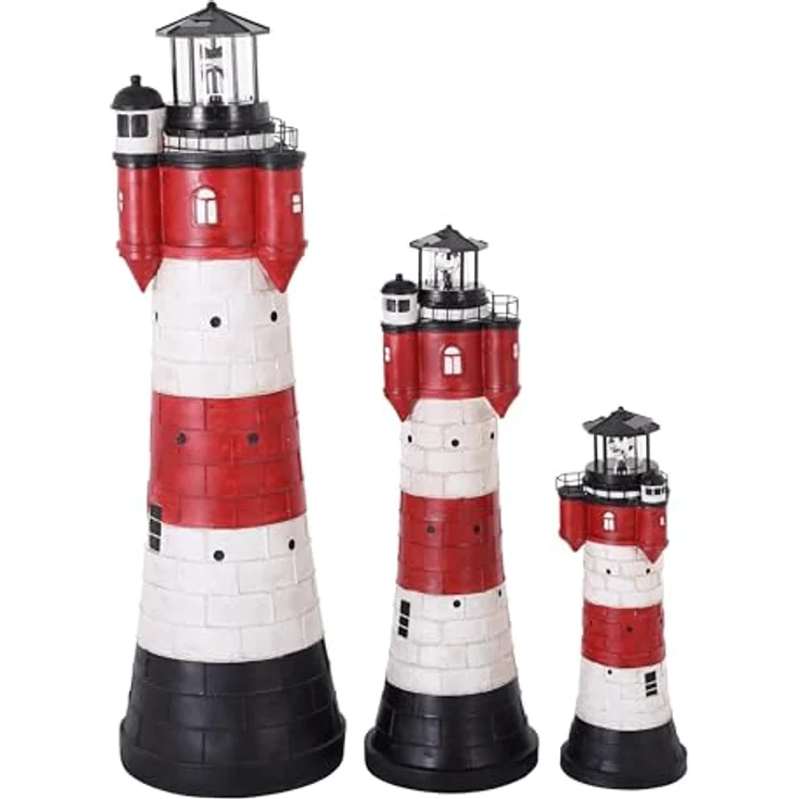 Westerholt Solar-Leuchtturm Roter Sand, 50 cm, mit LED Beleuchtung – Bild 8