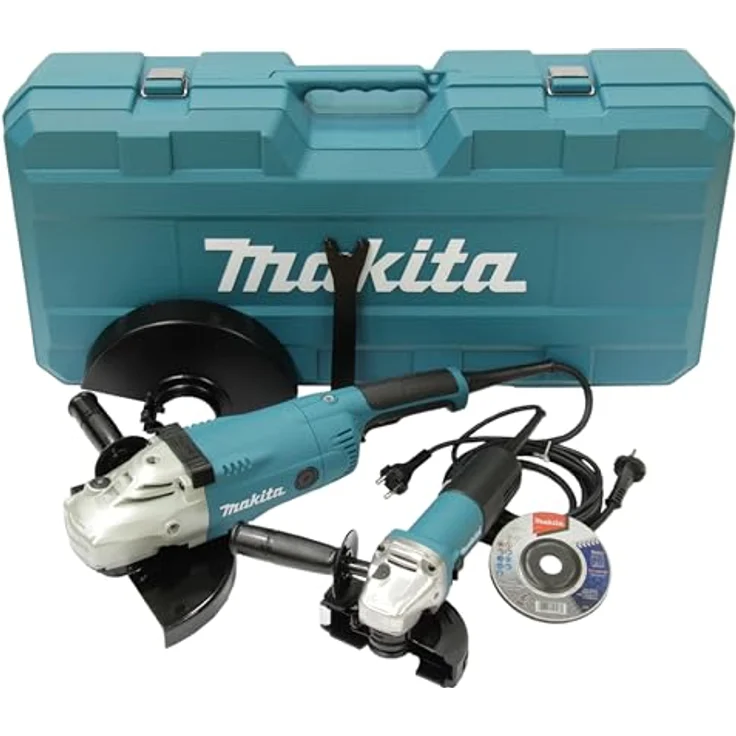 Makita Winkelschleifer-Set DK0054G, inkl. Zubehör und Transportkoffer, 840/2200 W, Schleifscheibendurchmesser 125 mm/230 mm – Bild 2