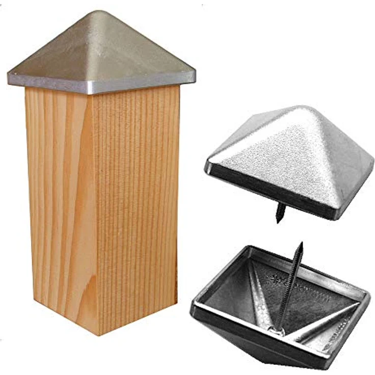 Gartenwelt Riegelsberger Pfostenkappe Aluminium blank 94x94 mm Pyramide mit Dorn Kappe für Pfosten bis 9x9 cm Zaunkappe Abdeckkappe – Bild 2
