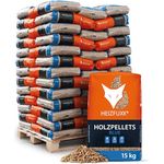 HEIZFUXX Holzpellets Blue Palette 975 kg (65 x 15 kg) - 6mm Weichholz Pellets mit hohem Heizwert & geringem Ascheanteil für Kamin, Ofen und Grill