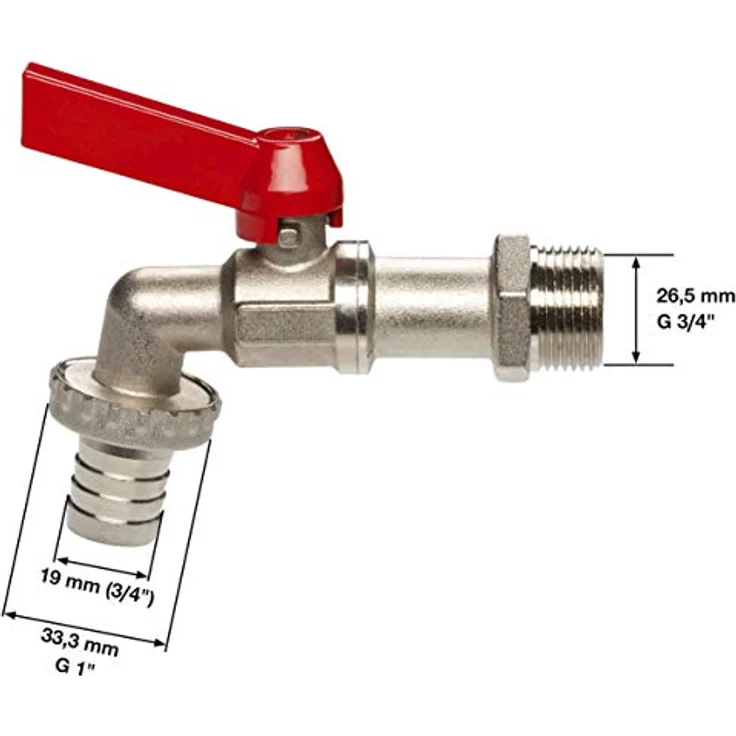 GARDENA Kugel-Auslaufventil: Auslaufhahn für den Innen- und Außenbereich, 33.3 mm (G 1 Zoll)-Gewinde, für 19 mm (3-4 Zoll)-Schläuche (7333-20) Bewässerungszubehör – Bild 4