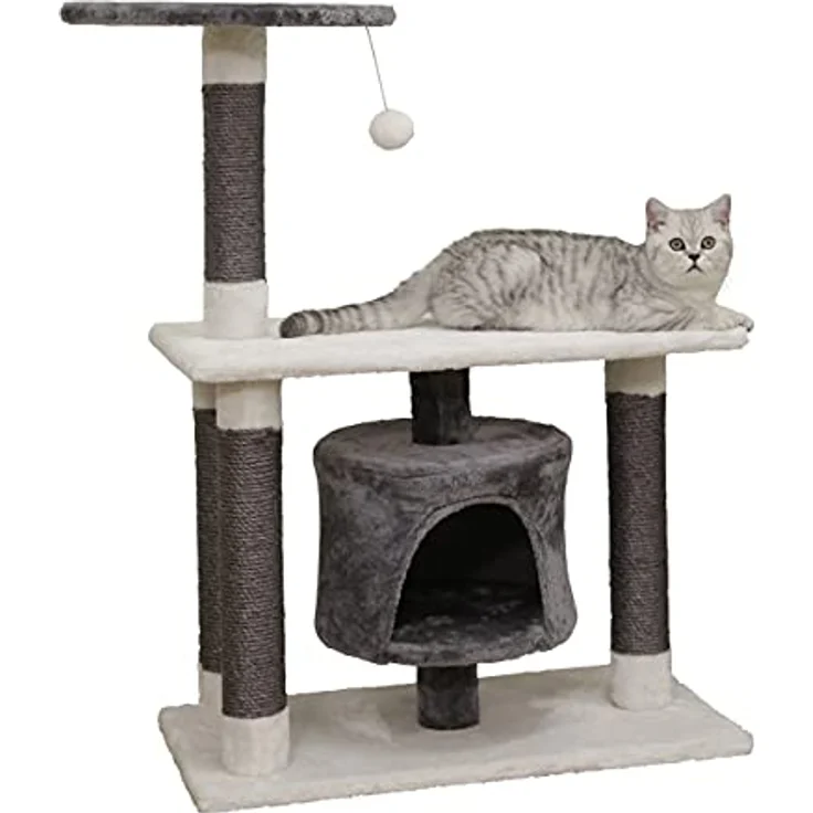 Kerbl 84460 Kratzbaum Jade Darklight weiß/grau, 70x35x96 cm, 11.105 kg – Bild 5