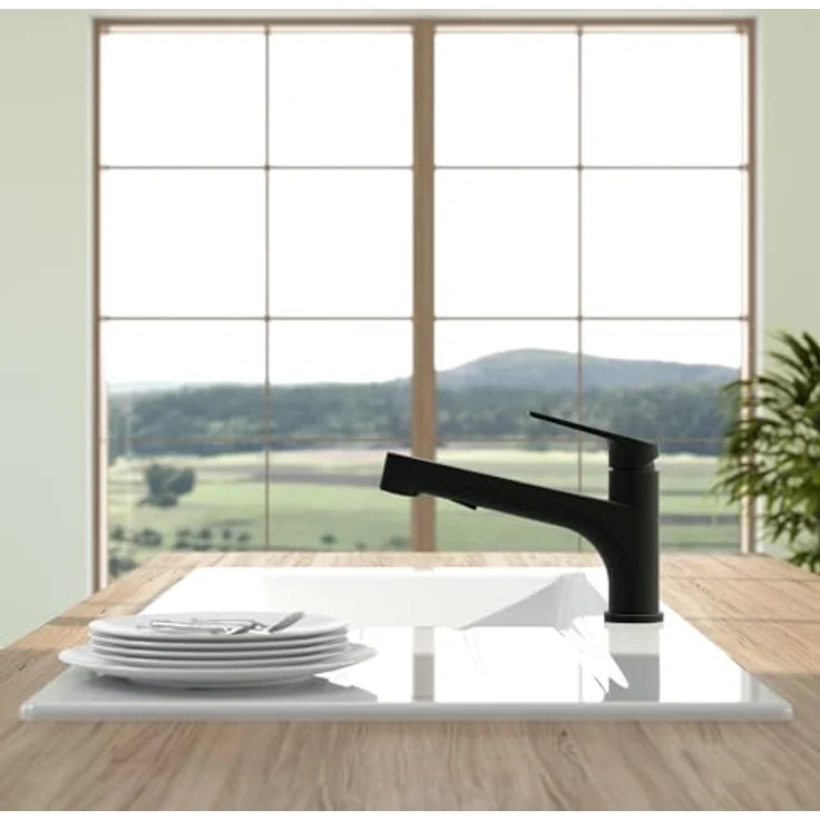 Villeroy & Boch Junis Shower, Küchenarmatur aus gebürstetem Edelstahl mit herausziehbarer Handbrause und Comfortstrahl-Funktion – Bild 3