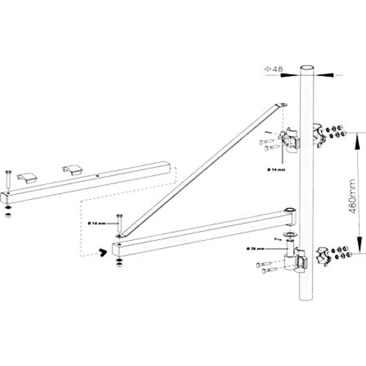 Schwenkarm Halterung Seilzug 600kg 110cm Seilwinde Seilhebezug Halterung Träger – Bild 4