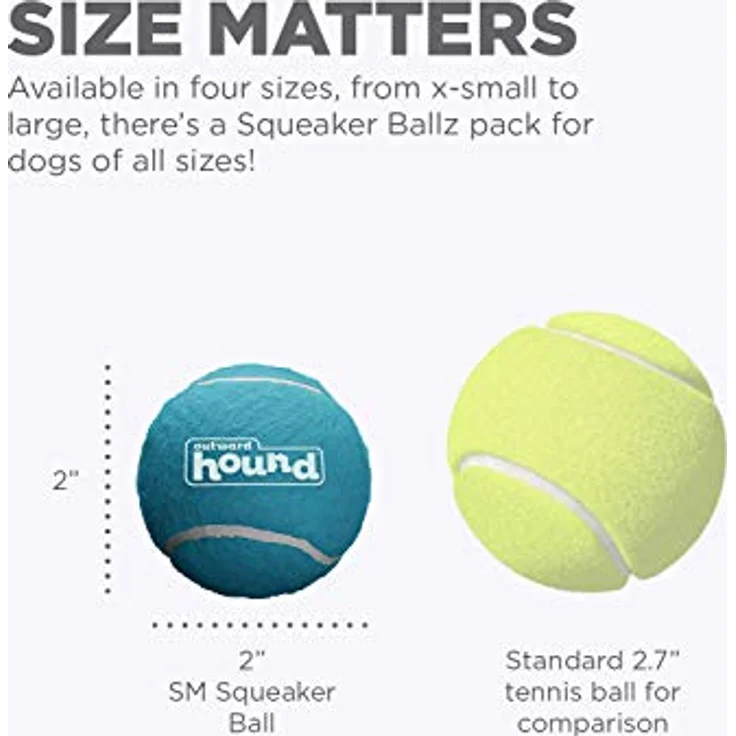 Outward Hound Squeaker Ballz - Hundespielzeug zum Apportieren - Größe S - 4er-Pack – Bild 3