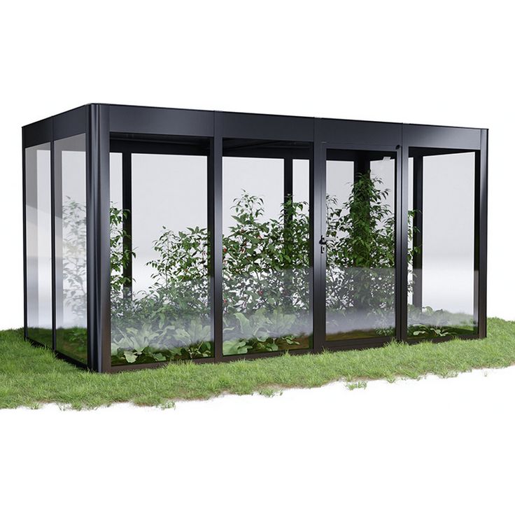 SunElements Gewächshaus 'SunGarden Infinity 4.2' 443 x 233 cm mit 6 mm Acrylglas anthrazit-metallic, lichtdurchflutetes Gartenhaus mit integrierter Dachentlüftung