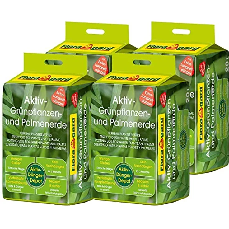 Floragard Aktiv Grünpflanzen & Palmenerde, 80L (4x20L)