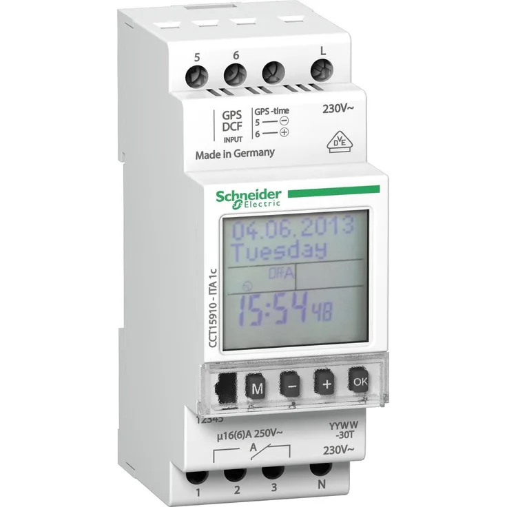 Schneider Electric ITA 1C, digitale Zeitschaltuhr mit LCD-Display, 1 Kanal, Hutschienenmontage, Wochen- und Jahresschaltung, Kindersicherung
