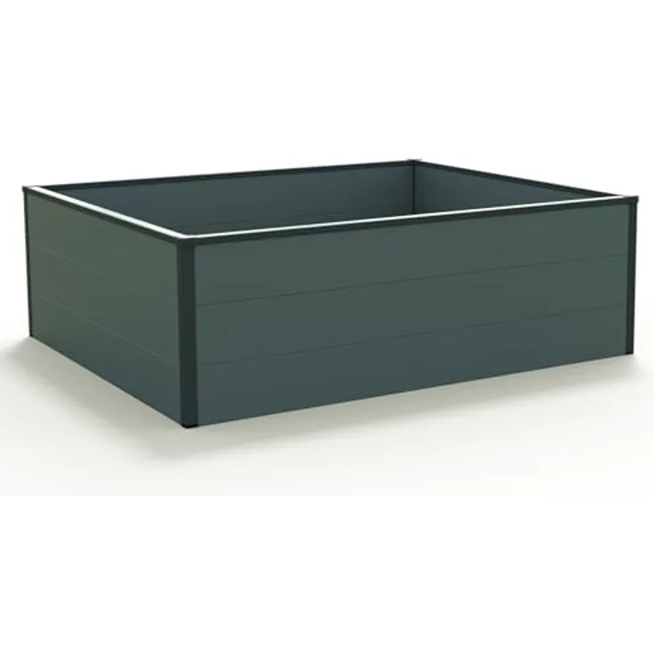 GFP HALFSIZE Aluminium Hochbeet - Platzsparendes & Stabiles Gartenbeet in Anthrazit - Ideales halbhohes Modell für Familien-Gartenspaß