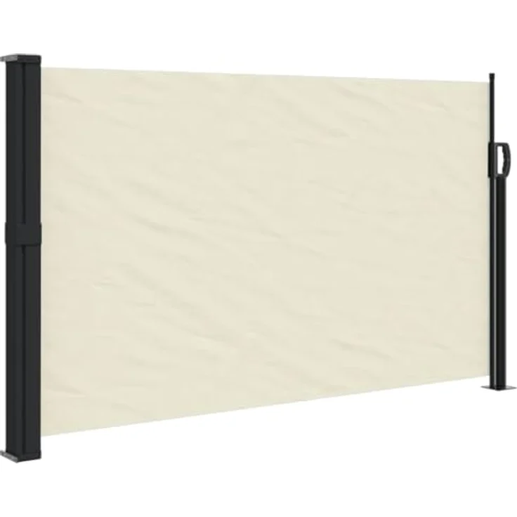 vidaXL Seitenmarkise, Wandmarkise mit PU-Beschichtung, Sichtschutz für Balkon Terrasse Garten, Windschutz Markise, Ausziehbar Creme Polyester – Bild 1
