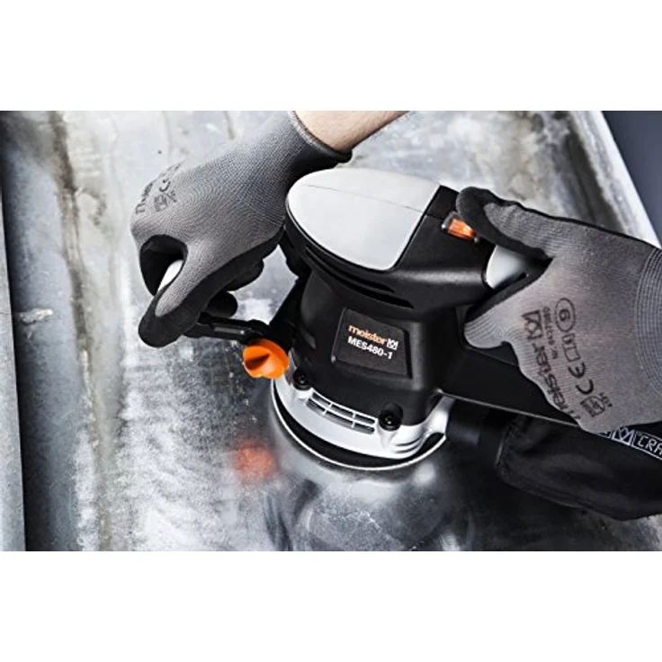 Meister Exzenterschleifer 480 W, MES480-1 - Schleifteller 125 mm - Drehzahlregelung & Drehzahl-Vorwahl - Klettbefestigung - Staubabsaugung - Drehschleifer mit Zusatzhandgriff - 5457200 – Bild 5