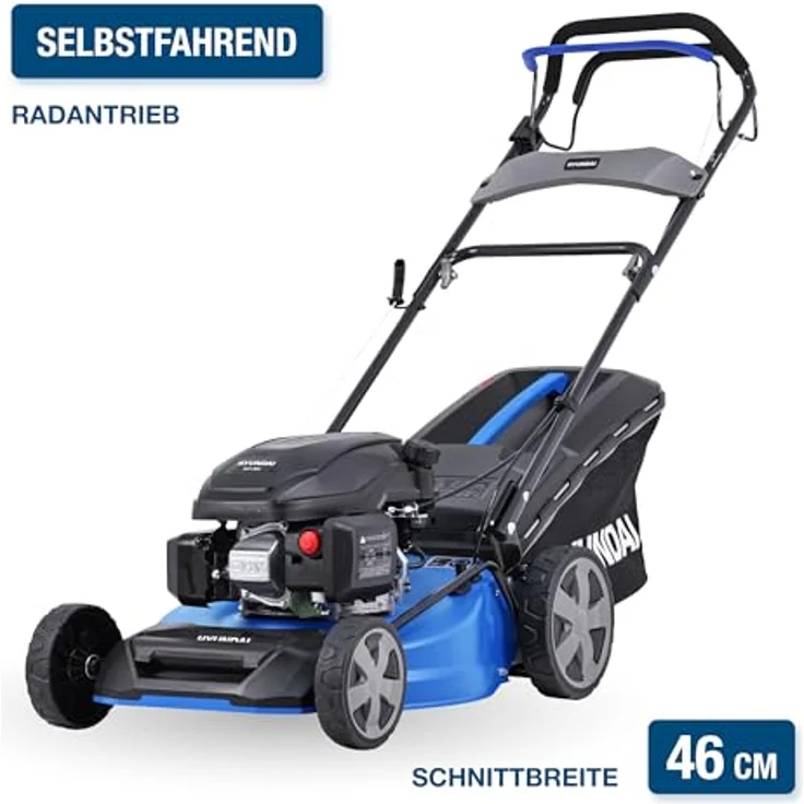 HYUNDAI Benzin-Rasenmäher LM4622G, Mulcher mit Radantrieb, 4-Takt-Motor, 46 cm Schnittbreite, 3.9 PS, 65 l Fangkorb – Bild 3