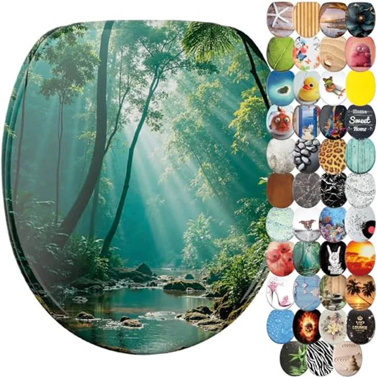 SANILO WC Sitz Rainforest, Absenkautomatik aus hochwertigem Holz, antibakterielle Oberfläche, passend für alle WC-Becken