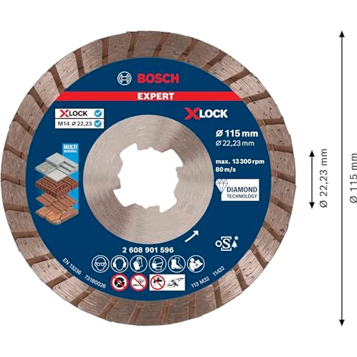 Bosch Expert MultiMaterial x-lock Diamanttrennscheiben, 115 x 22,23 x 2,4 mm, selbstschärfend – Bild 3