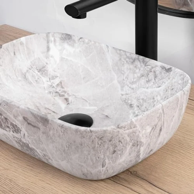 Rea Aufsatzwaschbecken Belinda mini stone matt Keramik Waschtisch 25,5 x 37 x 11,5 cm (Steinimitation) – Bild 3