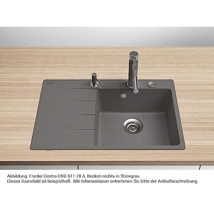 FRANKE Einbauspüle Maris Centro CNG 611-78 A Onyx Edelstahl ab 50cm, Flächenbündig/Einbauspüle, Sanitized® & hitzebeständig bis 280 °C – Bild 2