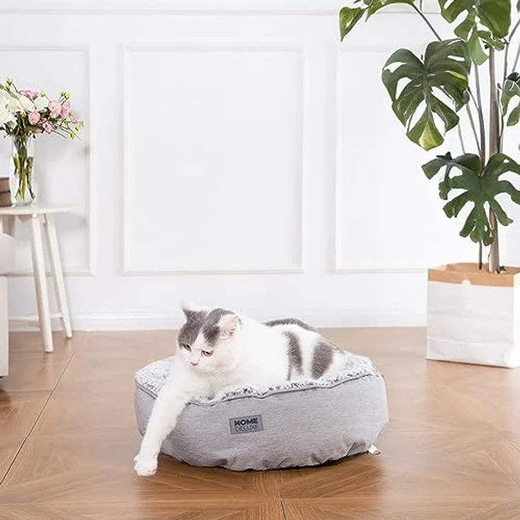 Home Deluxe - Beheizbares Haustierbett Comfy - 50 x 50 x 13 cm, Farbe: Grau, Baumwollfüllung, Stecker mit USB Anschluss I Hundebett Hundekissen Bett für Katzen – Bild 2