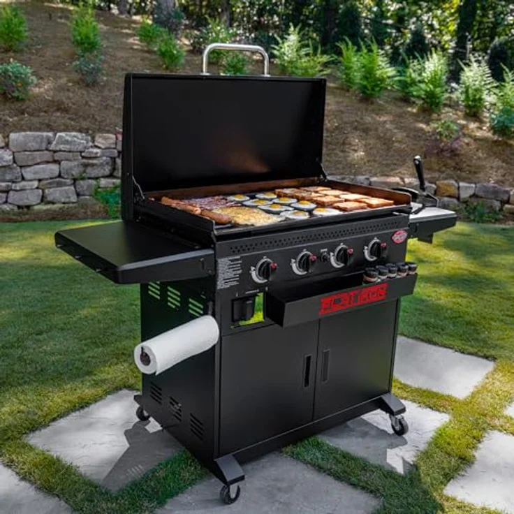 Char-Griller Flat Iron 4 Brenner Griddle Gasgrill mit 4 Brennern, Grillplatte, 5.000 cm² Grillfläche und Klappablagen – Bild 3