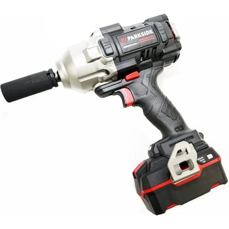 HEADNMORE® Bundle - 1x PARKSIDE PERFORMANCE® 20V Akku Drehschlagschrauber 1/2" PASSP 20 Schlagschrauber + 1x Schlüsselanhänger (2x4Ah Akku) - Bürstenloser Motor, Smart-App-LED, 3 Drehmomentstufen, 2 Akkus (4Ah), Aluminium-Rot – Bild 2