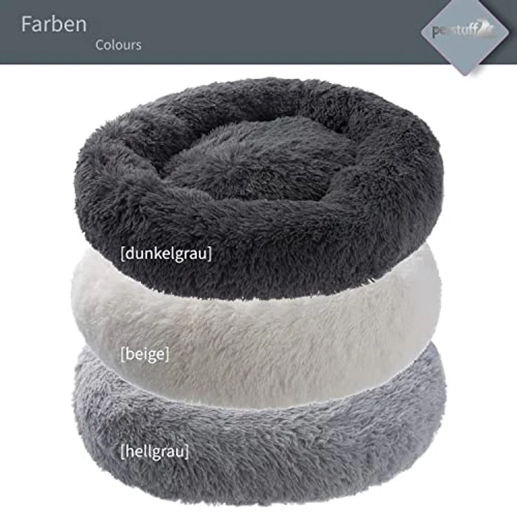Petstuff Hundekissen Rund Donut, rutschfest, flauschig, waschbar, Farb- u. Größenwahl, dunkelgrau, Ø 60 cm – Bild 4