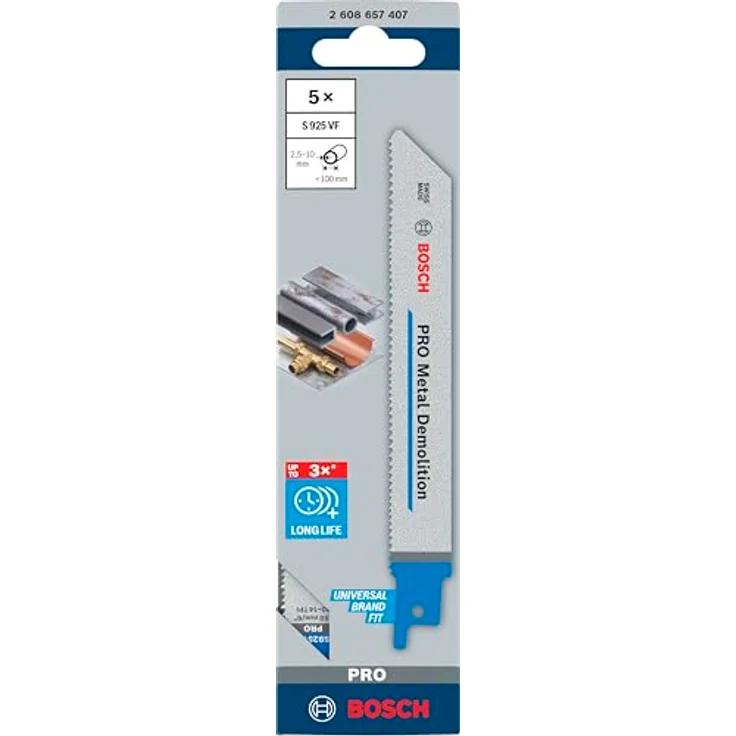 Bosch Professional Säbelsägeblatt S 925 VF Heavy for Metal (für Metall, 150 x 19 x 1,25 mm, Zubehör Säbelsäge) - Preisvergleich – Bild 2