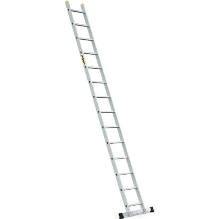 DRABEST Leiter PRO Serie Aluminium-Stufenleiter 1x14 + Haken