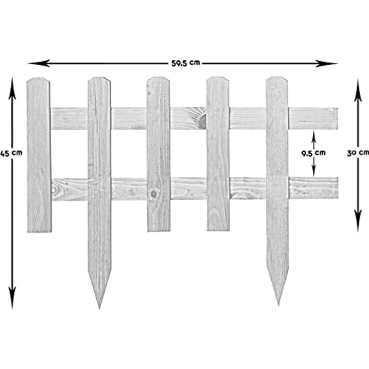 BooGardi Steckzaun Holz Hellbraun 20 x 93,5 cm · 4er Set · Beetumrandung für Blumenbeet/Gemüsebeet · Vor-Gartenzaun · Rasenkante – Bild 5