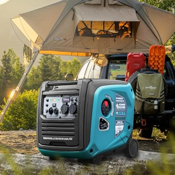 Könner&Söhnen KS 4000iEGS Gas Benzin Stromaggregat 4000 Watt, Notstrom - Blau – Bild 3