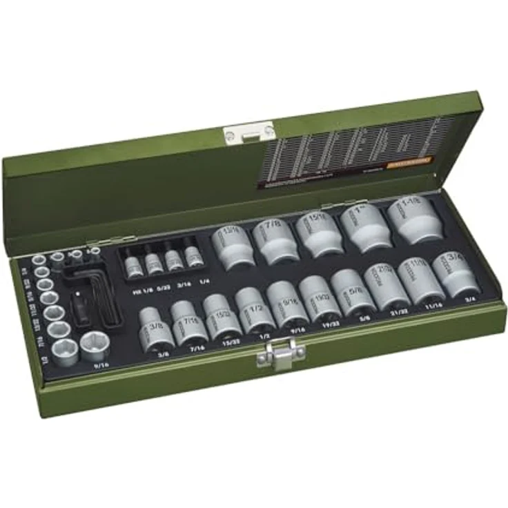 PROXXON INDUSTRIAL Bohrer- und Bitset 23114, 36-teiliges Set für zöllige Schrauben, aus hochwertigem Chrom-Vanadium-Stahl in stabilem Stahlkasten – Bild 1