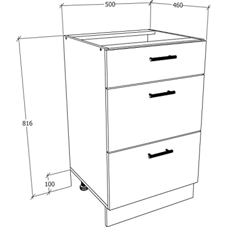 VCM Unterschrank, 3 Schubladen, Holzwerkstoff, Weiß/Sonoma-Eiche, OneSize – Bild 4