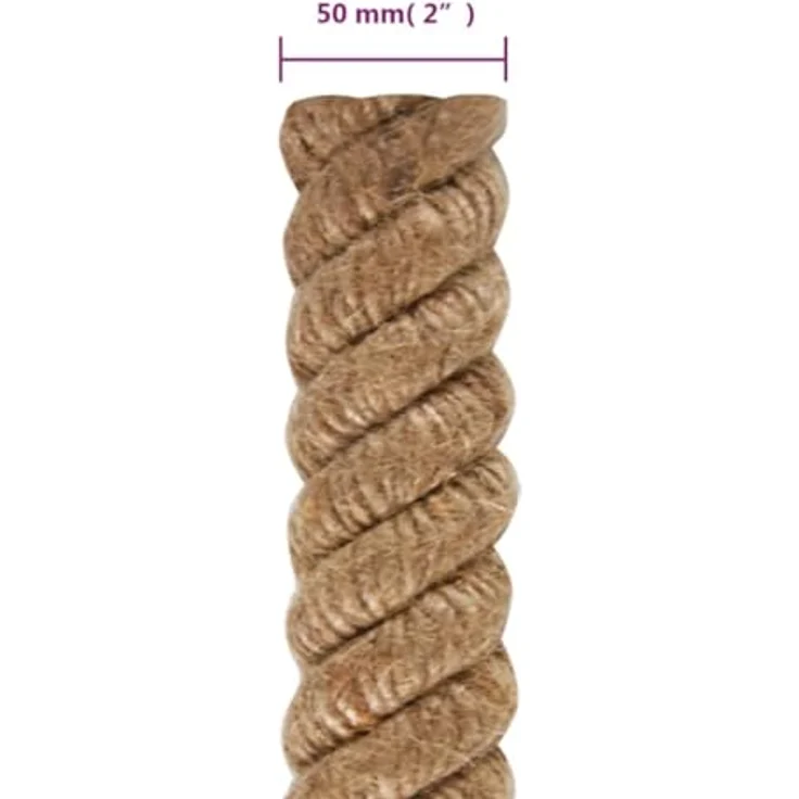 vidaXL Juteseil, Hanfseil Juteschnur 5 m Länge 50 mm Stärke, Gartenschnur Paketschnur für Basteln Dekorieren Verpacken, Jutekordel Kordel Seil – Bild 5