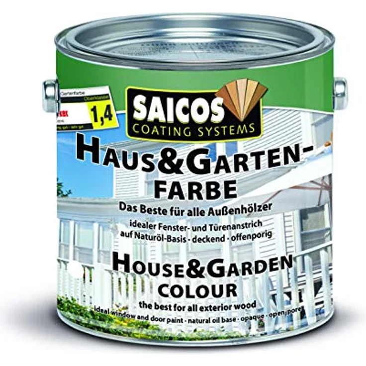 Saicos Haus- & Gartenfarbe, 0,75 L, Naturöl-Basis, deckend, für alle Außenhölzer, blockfest, seidenmatte Oberfläche – Bild 2