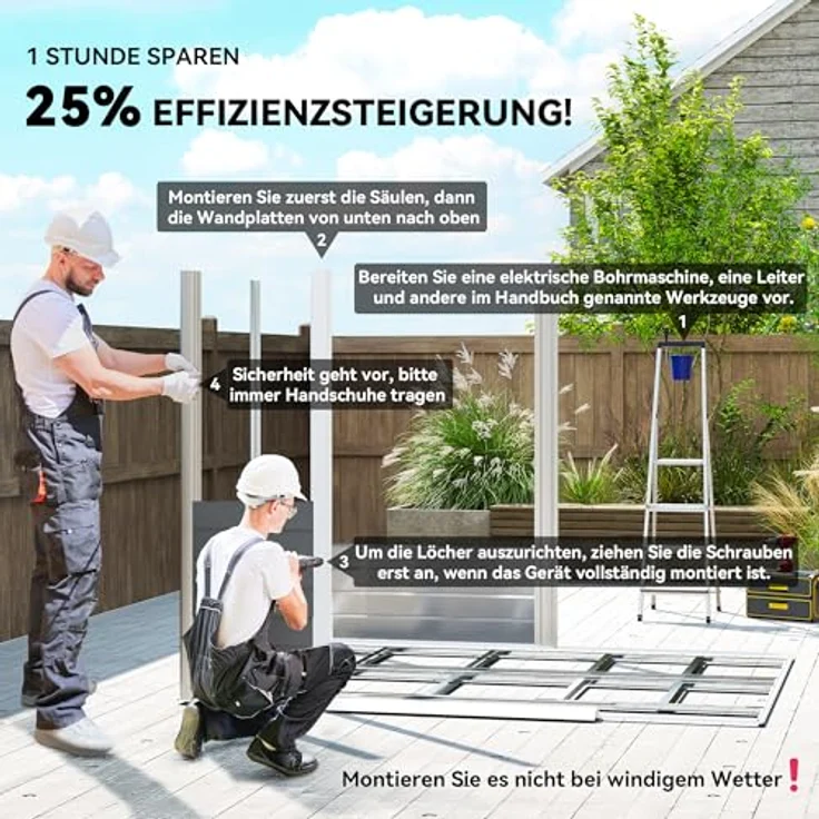 Outsunny Gerätehaus 4,4 m² mit Pultdach, abschließbarer Schiebetür und wetterfestem verzinktem Stahl, dunkelgrau – Bild 6