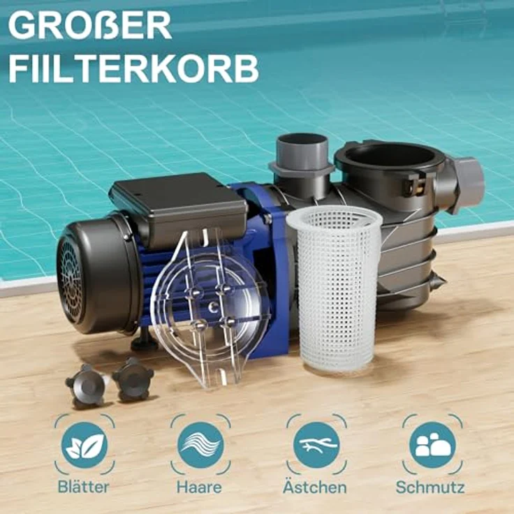 WilTec Pool Pumpe 11700 l-h 250 W Schwimmbadpumpe Filterpumpe Umwälzpumpe Pool – Bild 5