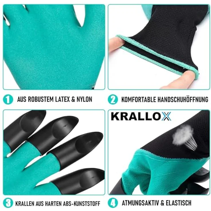 MAVURA KRALLOX Krallenhandschuhe Garten Handschuhe mit Krallen zum Graben, Universalgröße für Damen & Herren, Latexschutz, atmungsaktiv (schwarz) – Bild 3