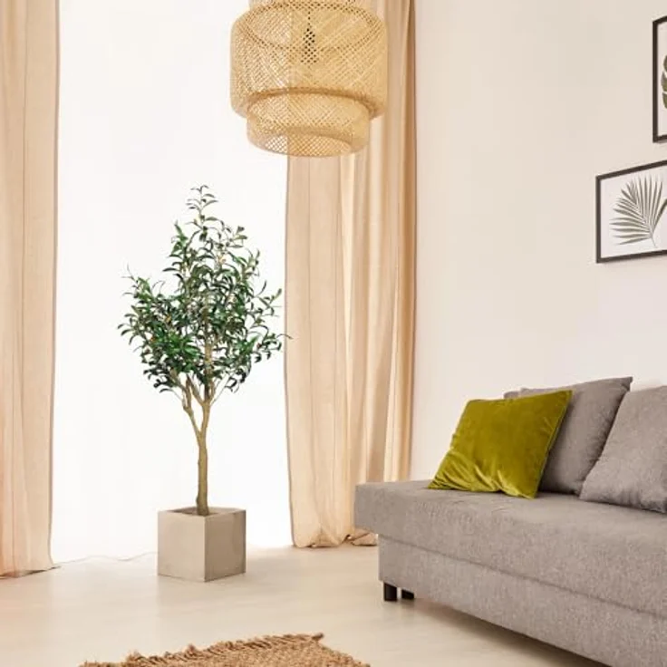 hjh OFFICE Kunstpflanze OLIVE II Kunststoff Olive, Höhe 150.0 cm, Olivenbaum im Flecht-Korb - Künstliche Pflanze Deko Baum – Bild 5