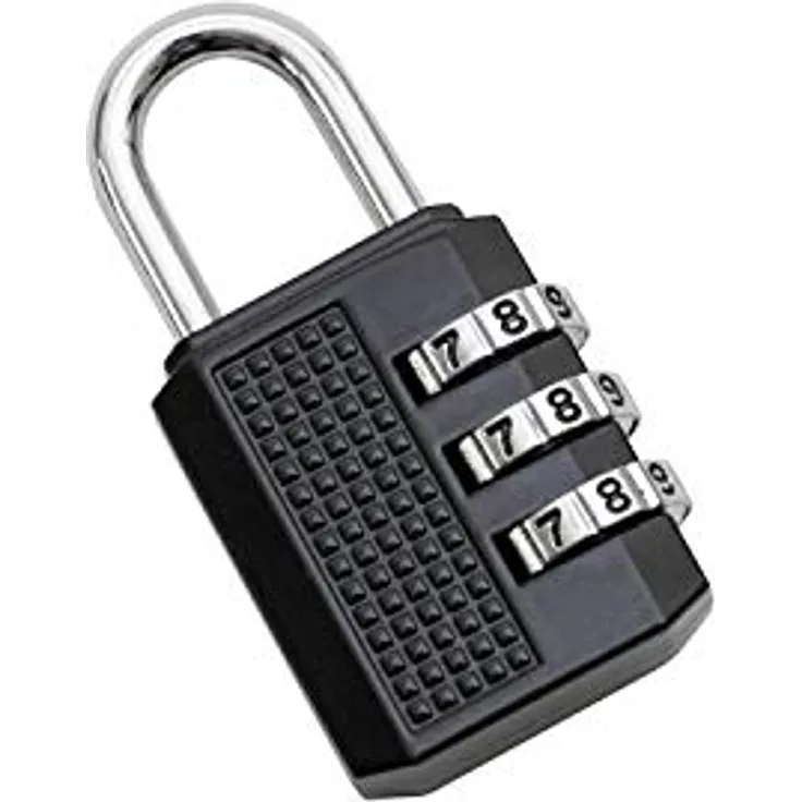 HMF 3506-02 Zahlenschloss Vorhängeschloss | 3-Stellig | 5 x 3 x 1 cm | Schwarz