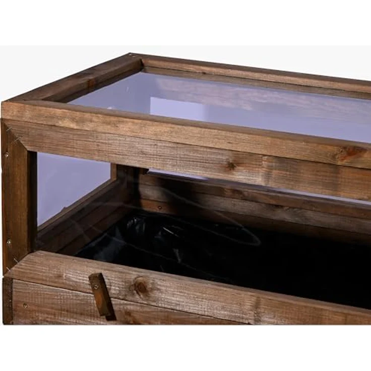 dobar Frühbeet-Aufsatz aus Holz für Hochbeete - Frühbeet-Kasten mit Folie - 117 x 40 x 24,5 cm - Dunkelbraun – Bild 3