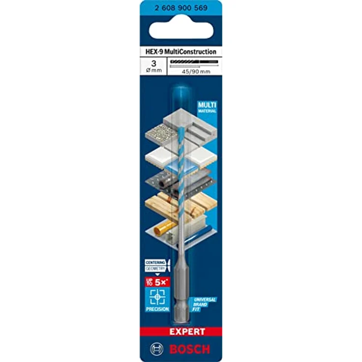 Bosch Accessories Expert HEX-9 2608900569 Mehrzweckbohrer 3 mm, Gesamtlänge 90 mm, Sechskantschaft für präzises Bohren in verschiedenen Materialien – Bild 2