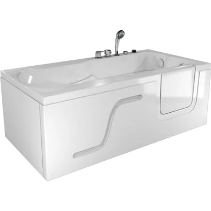 AcquaVapore Whirlpool-Badewanne Seniorenwanne mit Tür S17-WP-L-ALL 150x75cm, (1-tlg) - Hochwertiger Sanitär-Acryl, 5 Massage-Düsen, Tür mit Sicherheitsverschluss. – Bild 1