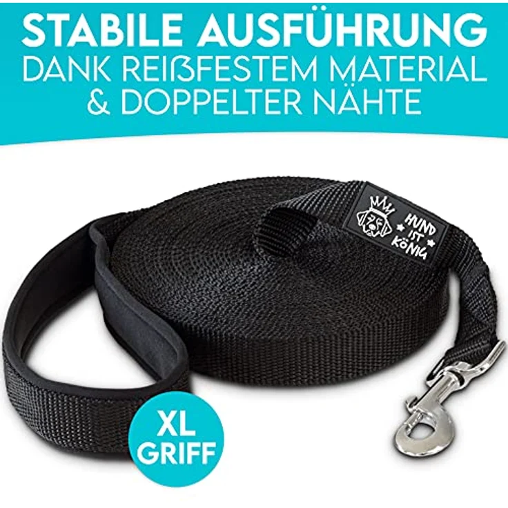 HUND IST KÖNIG® Schleppleine 10m für Hunde - Hundeleine 10m mit Griffpolster - Robuste Hunde Schleppleine, wasserabweisend & schmutzunempfindlich - für erfolgreiches Hundetraining inkl. eBook – Bild 2