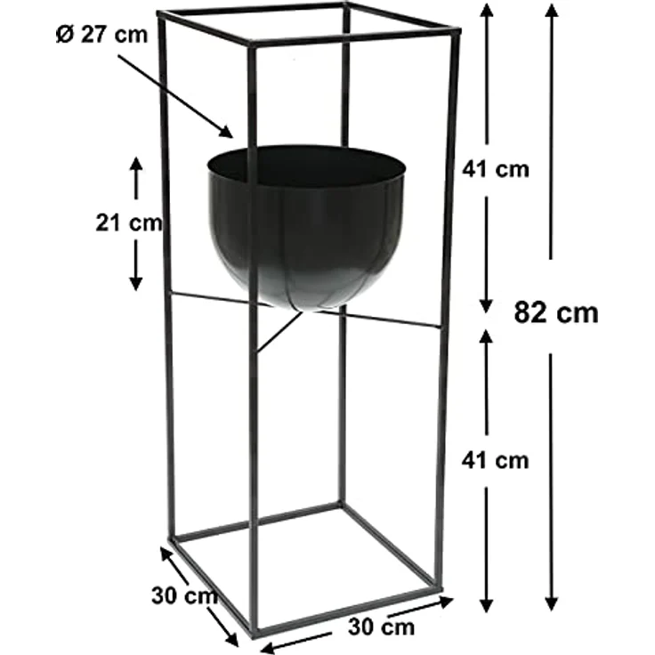 DanDiBo Blumenhocker Metall Schwarz für Innen mit Topf Eckig 82 cm Blumenständer 438 Blumensäule Modern Pflanzenständer Pflanzenhocker – Bild 2