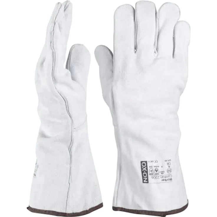 OX-ON HandschuhMan. Schweißerhandschuhe aus weichem Rindspaltleder, lang, Größe 10/XL, EN 388, EN 420, EN 407 – Bild 4