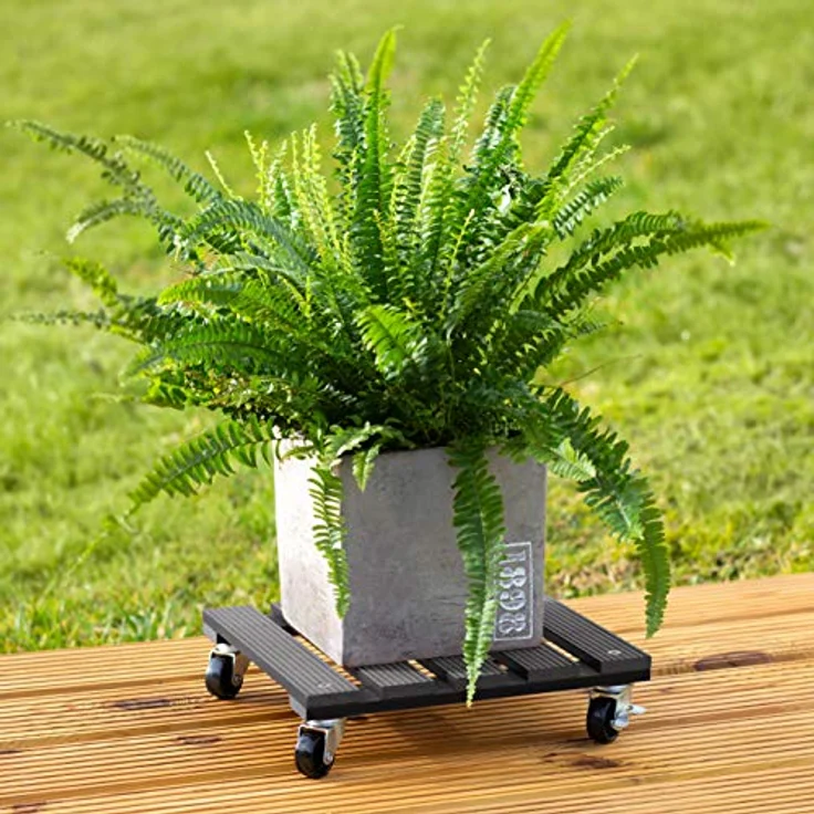 Metafranc WPC-Pflanzenroller 300 x 300 mm-60 kg Tragkraft-Anthrazit-PP-Räder-Feststeller-Witterungsbeständig-Outdooroller-Untersetzer mit Rollen-Transporthilfe für Pflanzen - 825110 – Bild 7