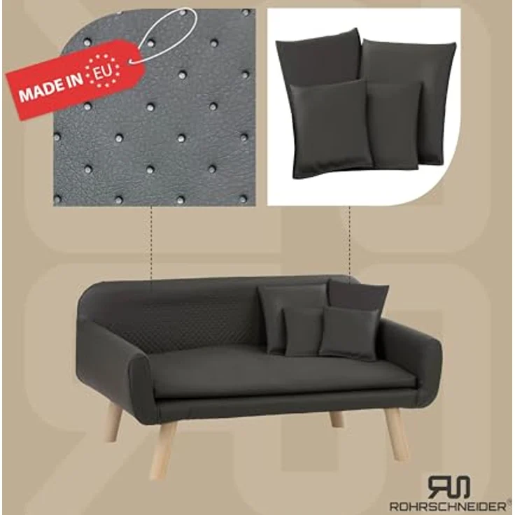 Rohrschneider® Hundesofa | Hundebett Leder| Hundecouch| Mini Sofa für Hunde| Hundebett XXL| Kuschelbett Hund – Bild 2