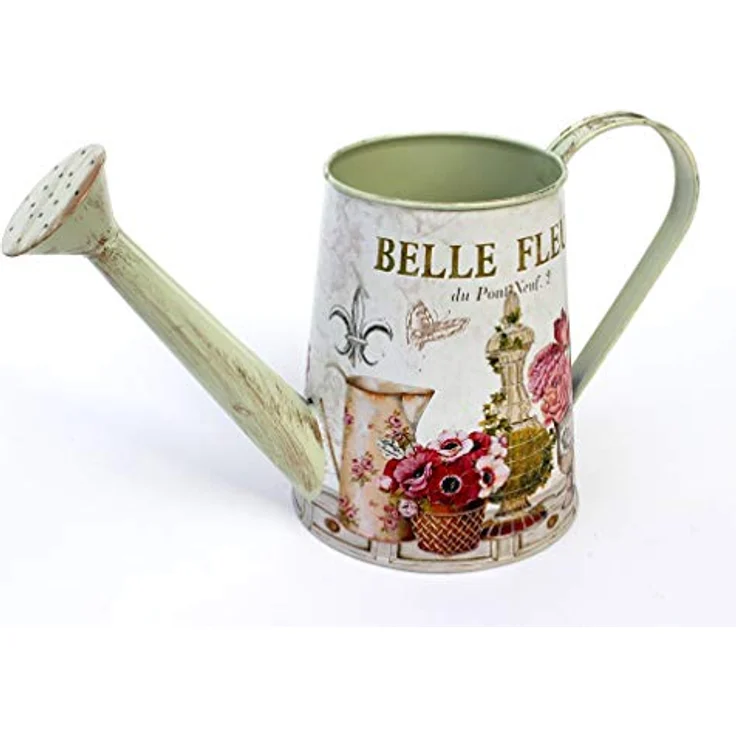 Ambiente Haus Fleur-Gießkanne, dekorative Metall-Gießkanne in antikem Creme mit Goldpinseleffekt, 1,3 L – Bild 5